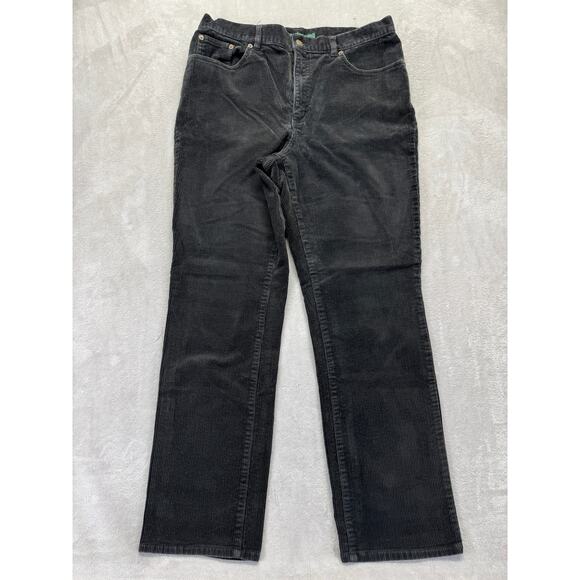 Lauren Ralph Lauren Pant‎ Womens 12 Black Y2K Corduroy Straight Leg Trouser VTG - Picture 2 of 12